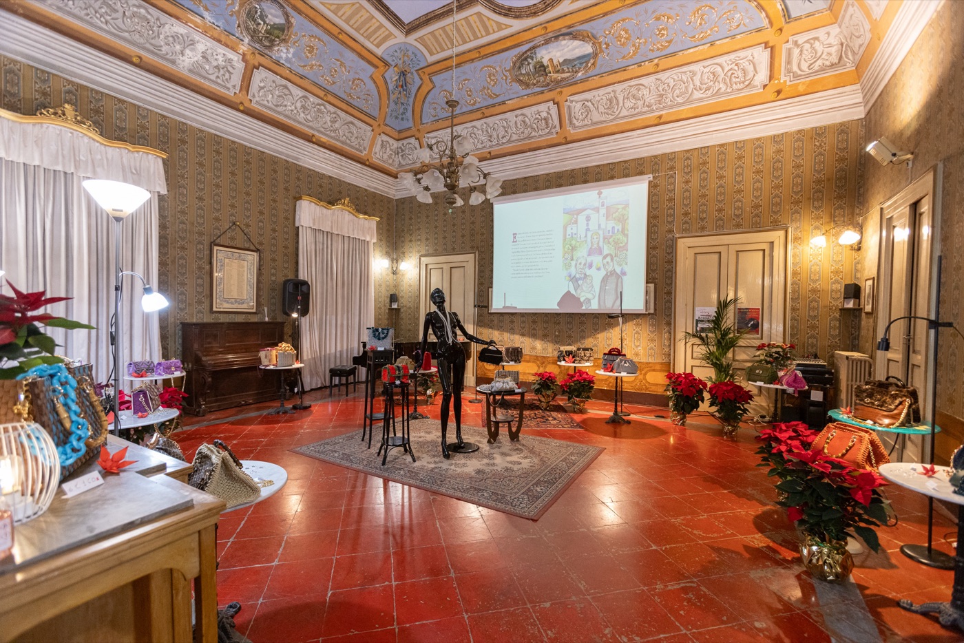 Giovanna Viterbo creations presented in a frescoed Italian palazzo